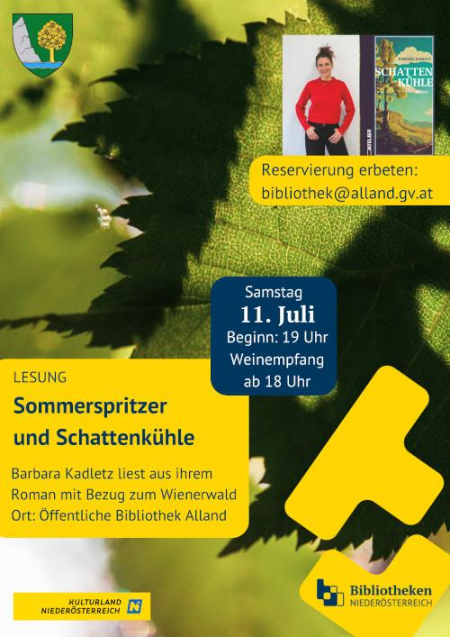Flyer: Barbara Kadletz liest aus ihrem Roman