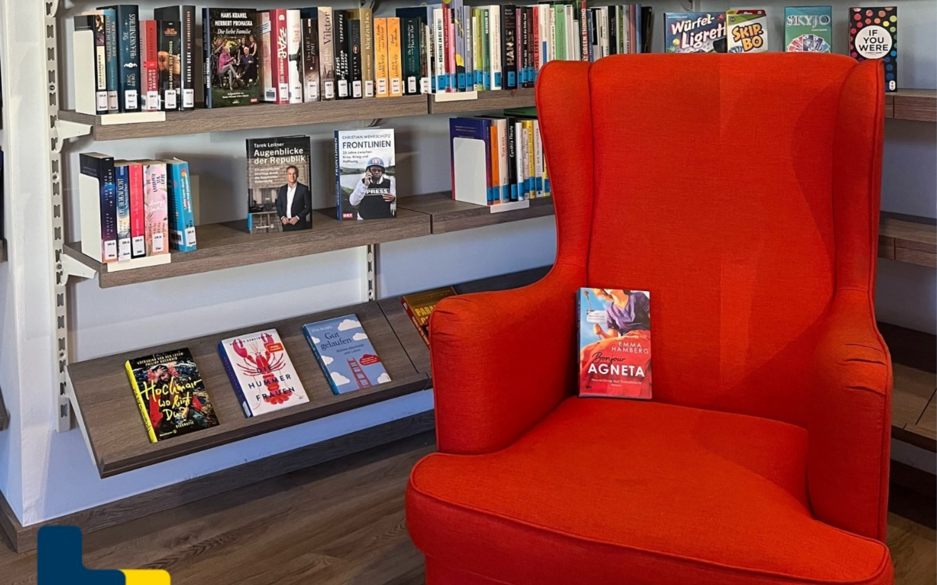 Bild der Bibliothek Alland mit Logos